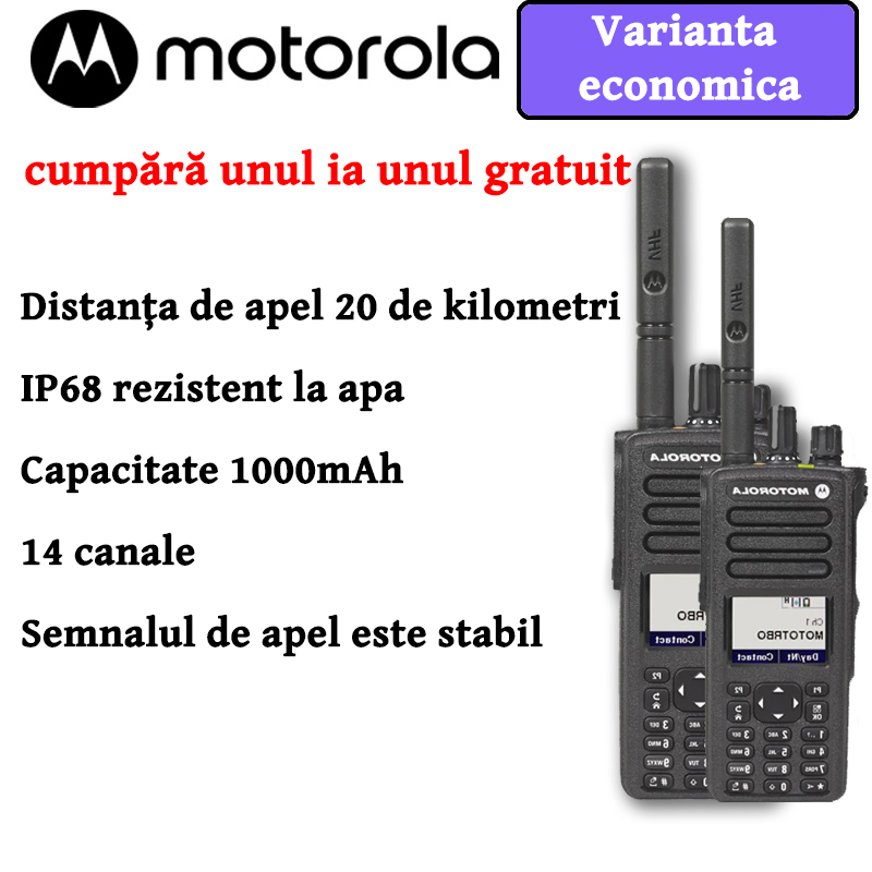 【Cumpărați 1, primiți 1 gratuit】Versiune economică a walkie-talkie Motorola, distanță de comunicare ultra-lungă de 20+KM, putere 1000mAh, 14 canale, semnal de apel stabil, material rezistent la apă IP68